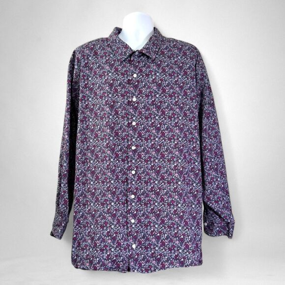 SYNRGY Big & Tall Men's Floral Print Button Front Shirt, Size 4XL - Picture 1 of 7